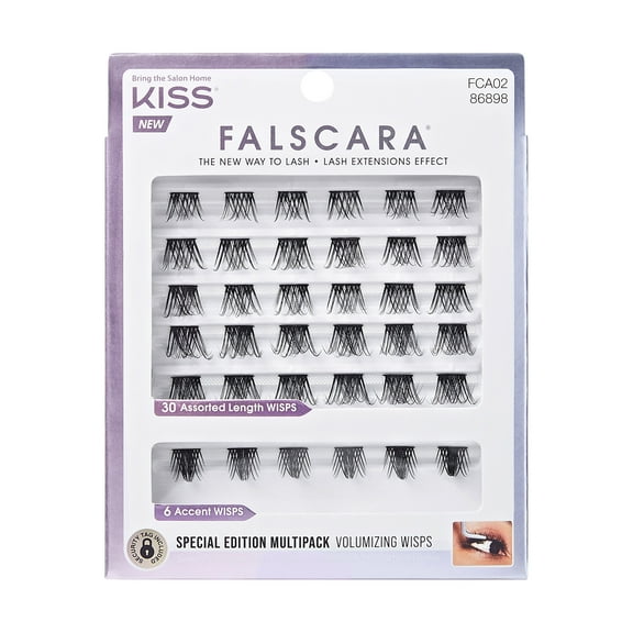 KISS Falscara Multipack, Lash Clusters, Volumizing Wisps, 10mm-12mm-14mm, 36 Wisps
