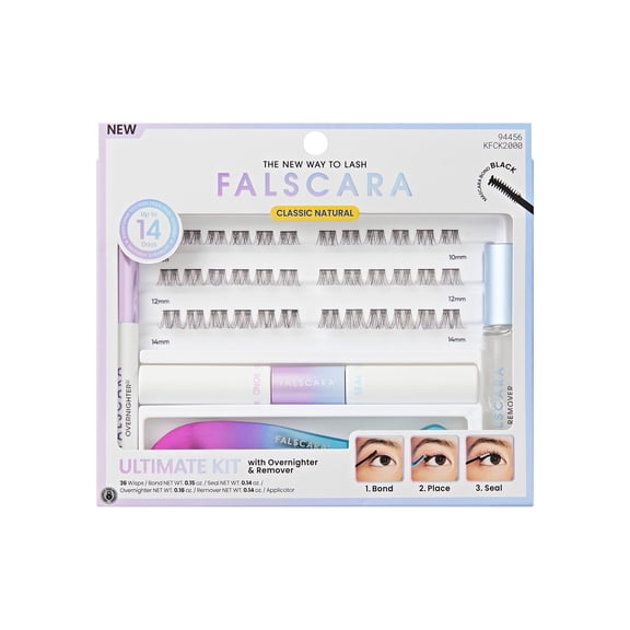 Kiss Falscara False Eyelashes Lash Extension Kit, Lengthening Wisps, 36 Lash Clusters