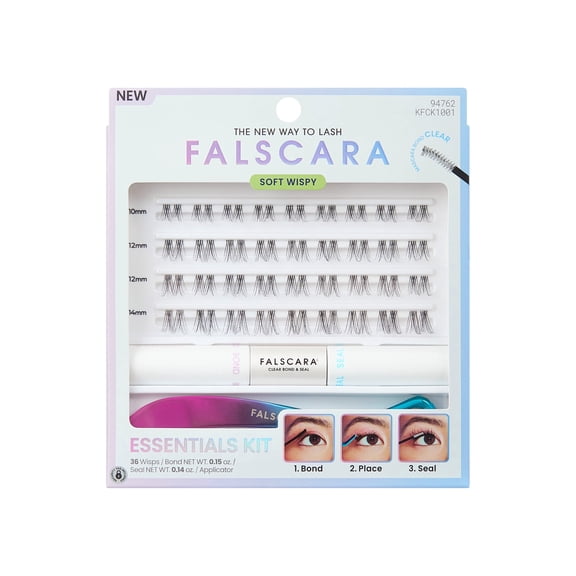 Kiss Falscara Clear Band False Eyelashes, Lash Extension Kit, 36 Lash Clusters