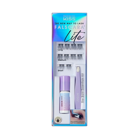 KISS FALSCARA Lite False Eyelash Extensions Bare Essentials Mini Starter Kit, 10 Wisps