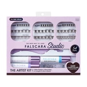 Kiss Falscara Studio Lash Extension Kit, 54 Medium Volume, 10-14mm Lash Clusters - Dark Chocolate