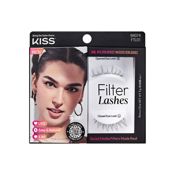 KISS Filter Lashes, False Eyelashes, The Glow Up Filter, 7mm-11mm, 1 Pair