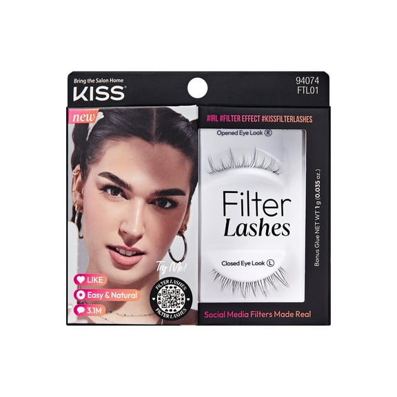 KISS Filter Lashes, False Eyelashes, The Glow Up Filter, 7mm-11mm, 1 Pair
