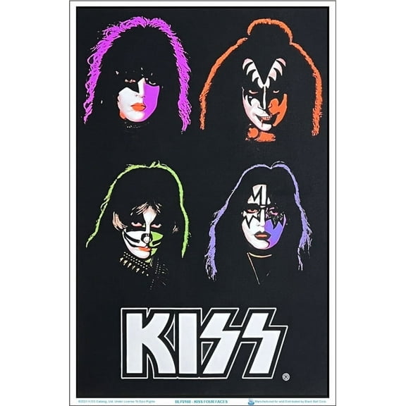 KISS Four Faces Blacklight Poster 23" x 35"