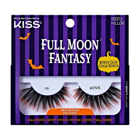 KISS Full Moon Fantasy Decorated, False Eyelashes, Midnight Doll, 12mm-14mm-16mm, 1 Pair