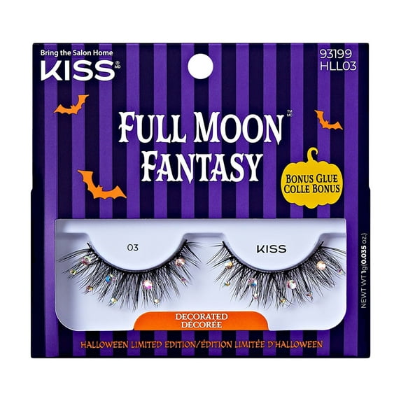 KISS Full Moon Fantasy Decorated, False Eyelashes, Sultry Sorceress, 14mm-16mm, 1 Pair