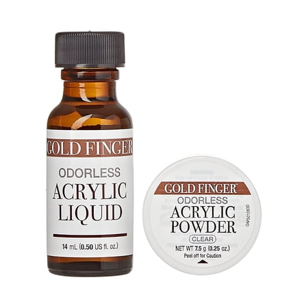 GoldFinger Odorless Acrylic Nails Kit, Professional Acrylic Liquid 0.5fl.oz. and Powder 0.25oz, Acrylic Nails Extension Kit for Beginner Made in USA