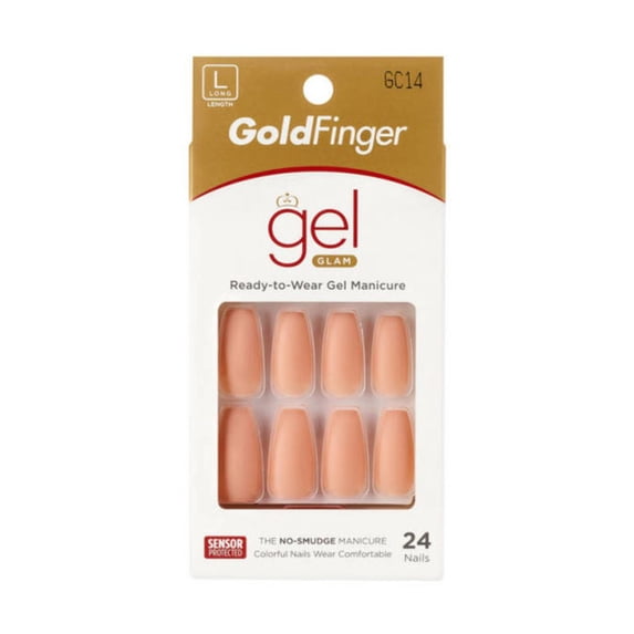 Ivy Kiss Gold Finger Gel Glam 24 Full Cover Press on Nails - Peach Puff - GC14