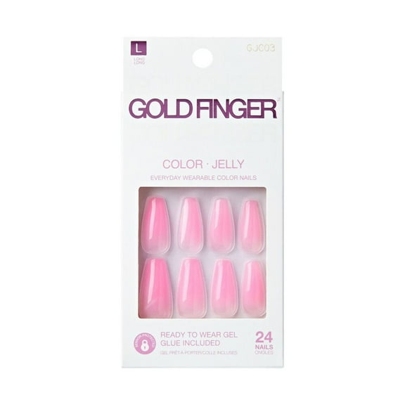 Gold Finger Jelly Color Nails - Bubble Gum