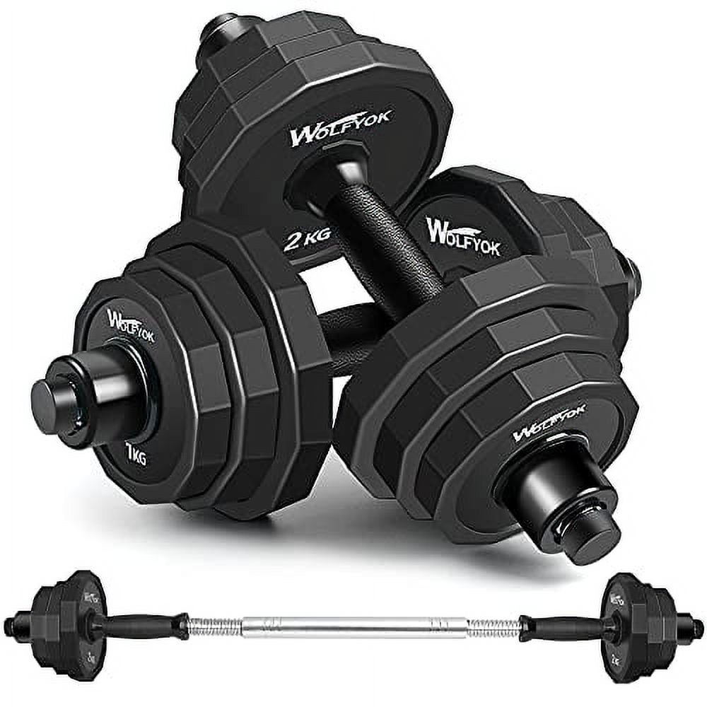 KISS GOLD wolfyok 44Lbs Dumbbells Set 2 in 1 Adjustable Weights Solid Steel Dumbbells Pair for Adults Home Fitness Equipment Gym Workout Strength