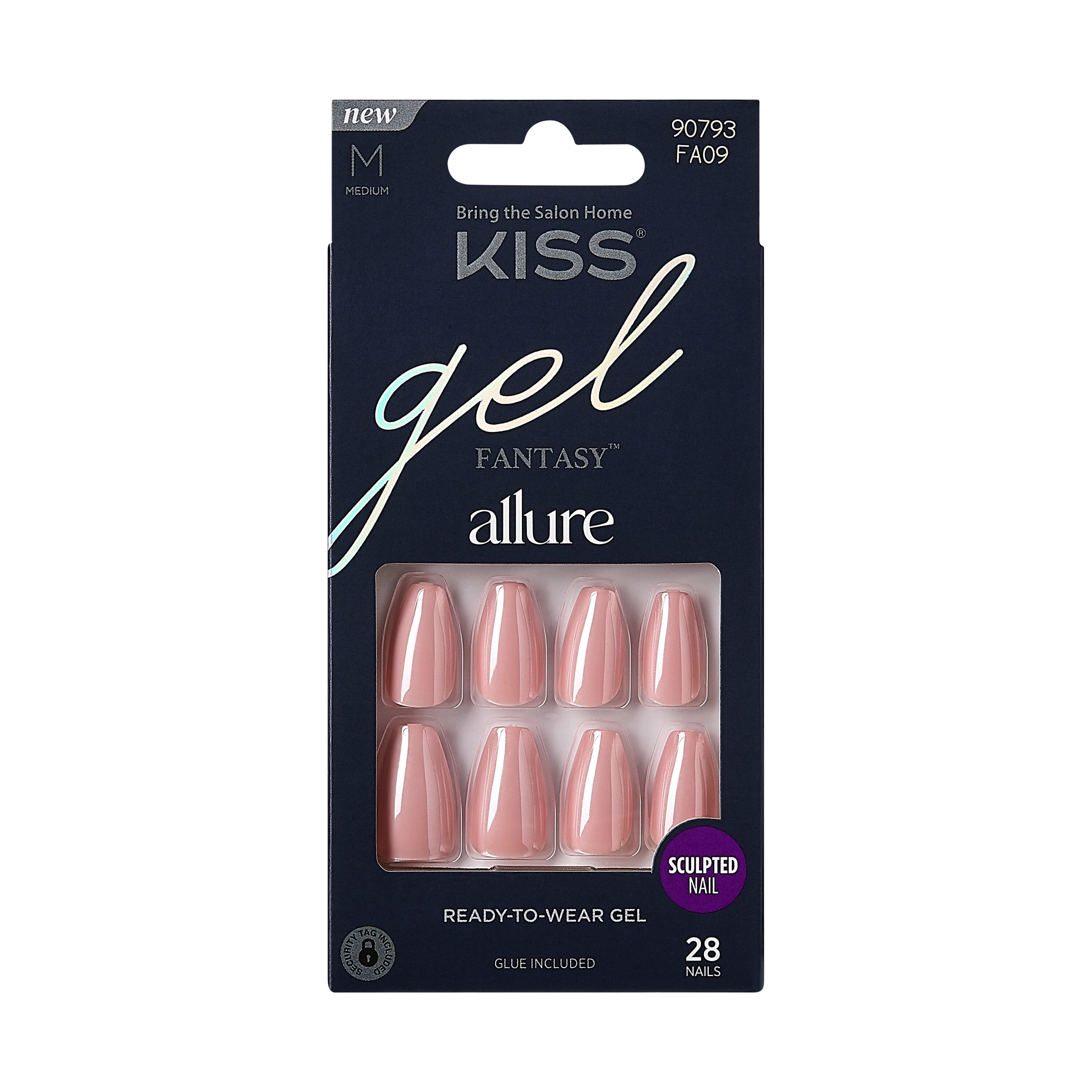 KISS Gel Fantasy Allure Glazed Donut Press-On Nails, Pink, Medium, Coffin Shape, 31 Ct.