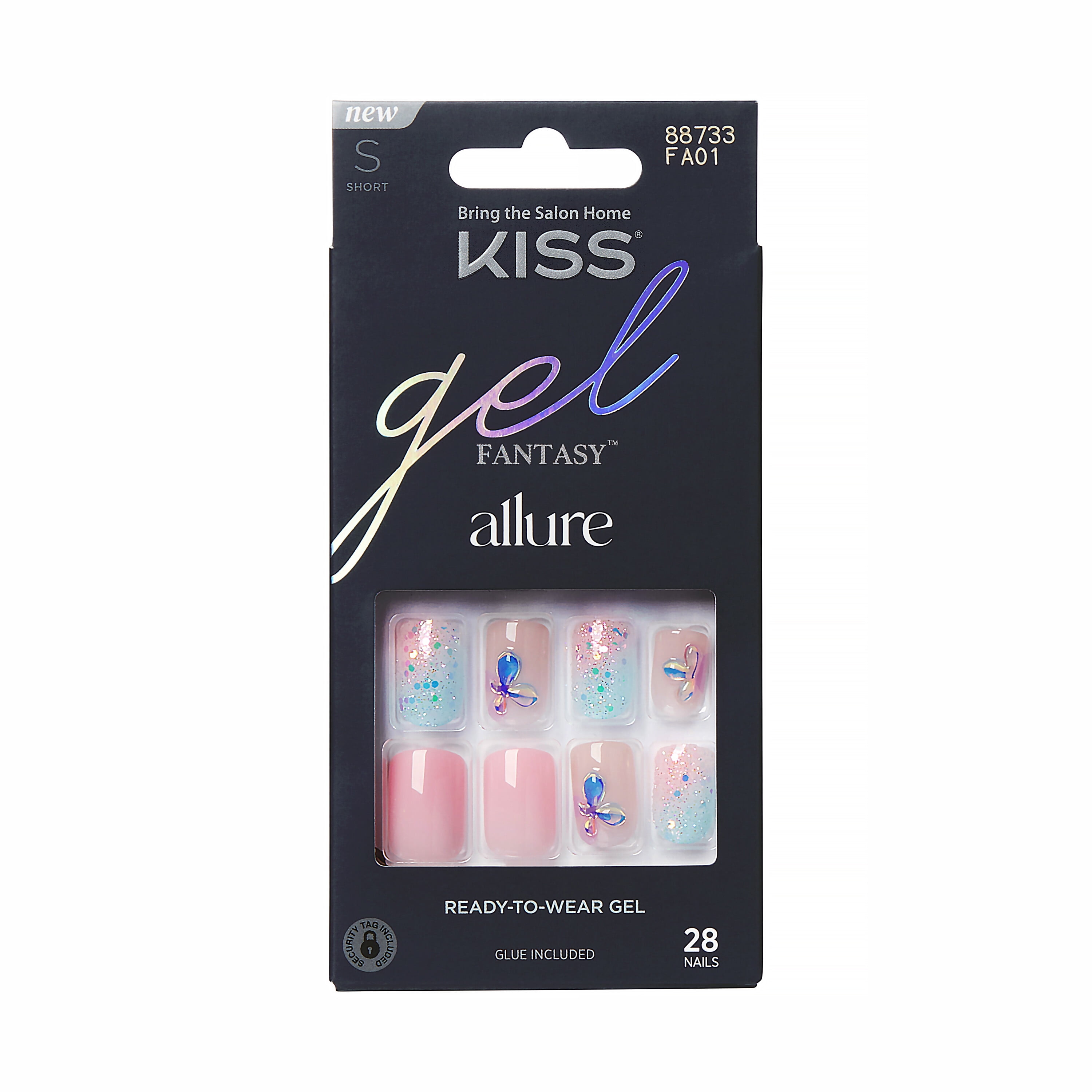 KISS Gel Fantasy Allure Ready-To-Wear Short Square Fake Nails, Pink ...