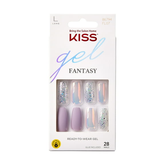 KISS Gel Fantasy Collection Fake Nails, ‘Rainbow Rings’, 28 Count