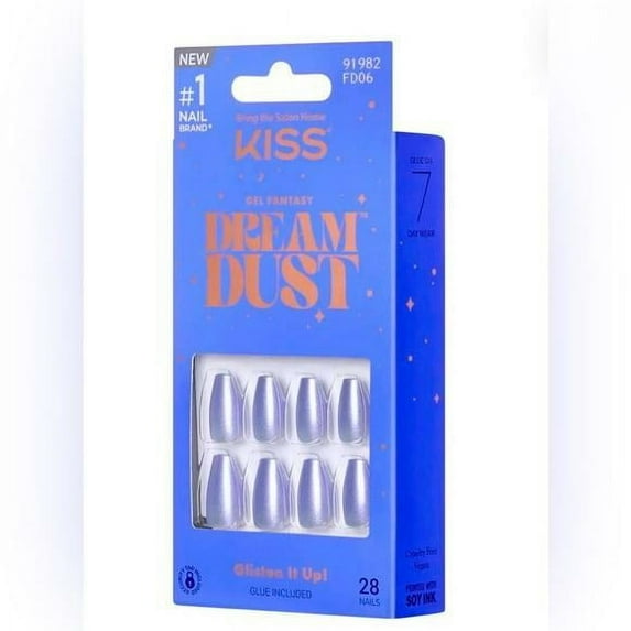 KISS Gel Fantasy Dream Dust, Glue On Nails, Short, 91982 Irredecent
