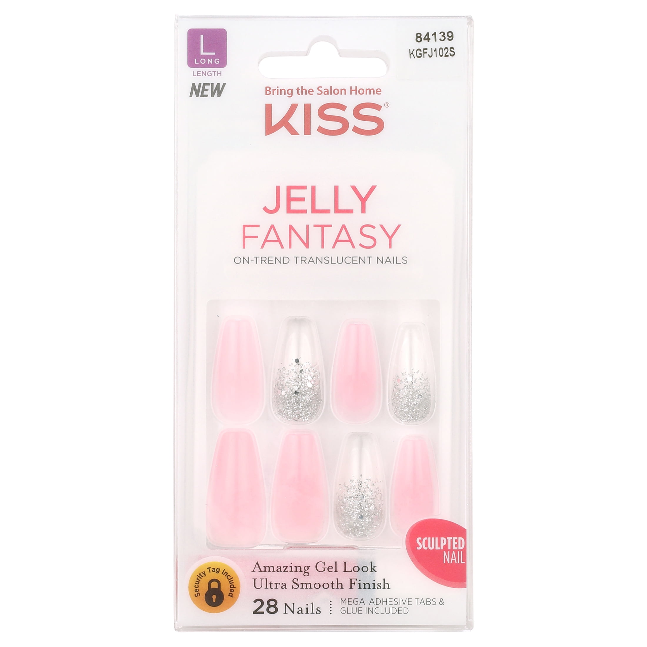 KISS Gel Fantasy Jelly Nails - Sweatpants, Long, Coffin Shape - Walmart.com