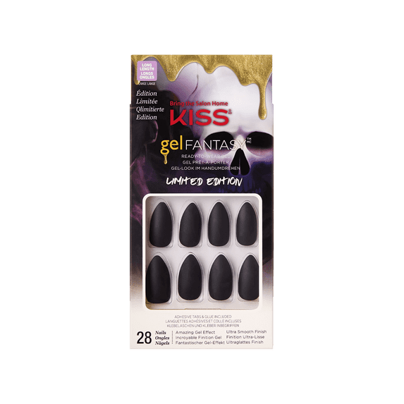 Kiss Gel Fantasy Limited Edition Halloween Design Nails - Pirate Song, Long Length, Coffin Shape, 28 Fake Nails