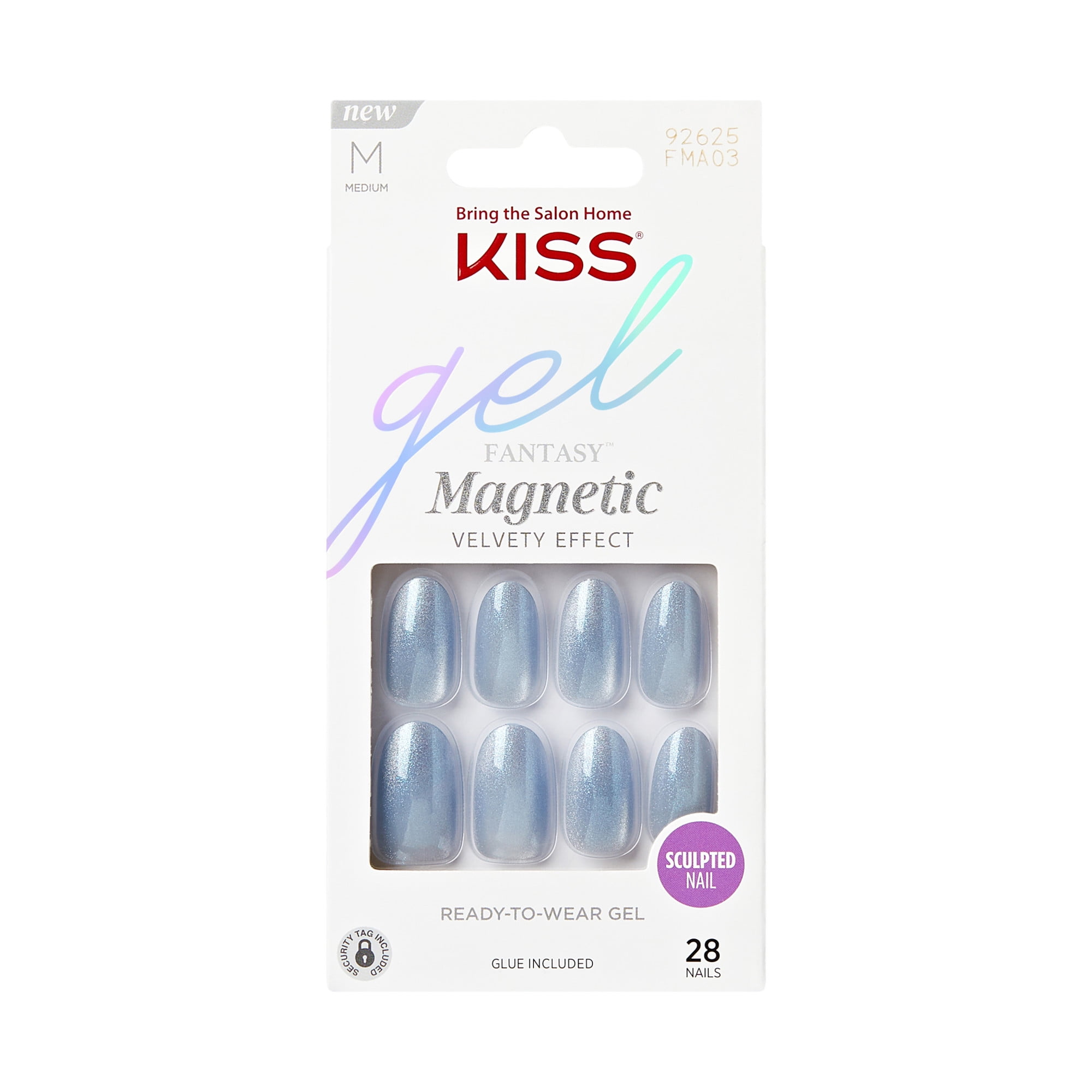 KISS Gel Fantasy Magnetic Press on Nails, After Summer, Blue