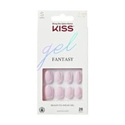 KISS Gel Fantasy Color Press on Nails, Pure Love, Pink, Short Almond, 28 Count