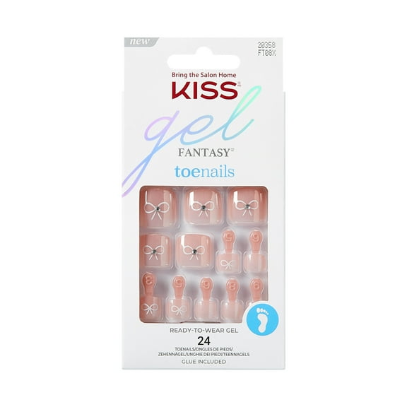 KISS Gel Fantasy, Press on Toenails, Hot Road, Beige, Short Squoval, 24 Count