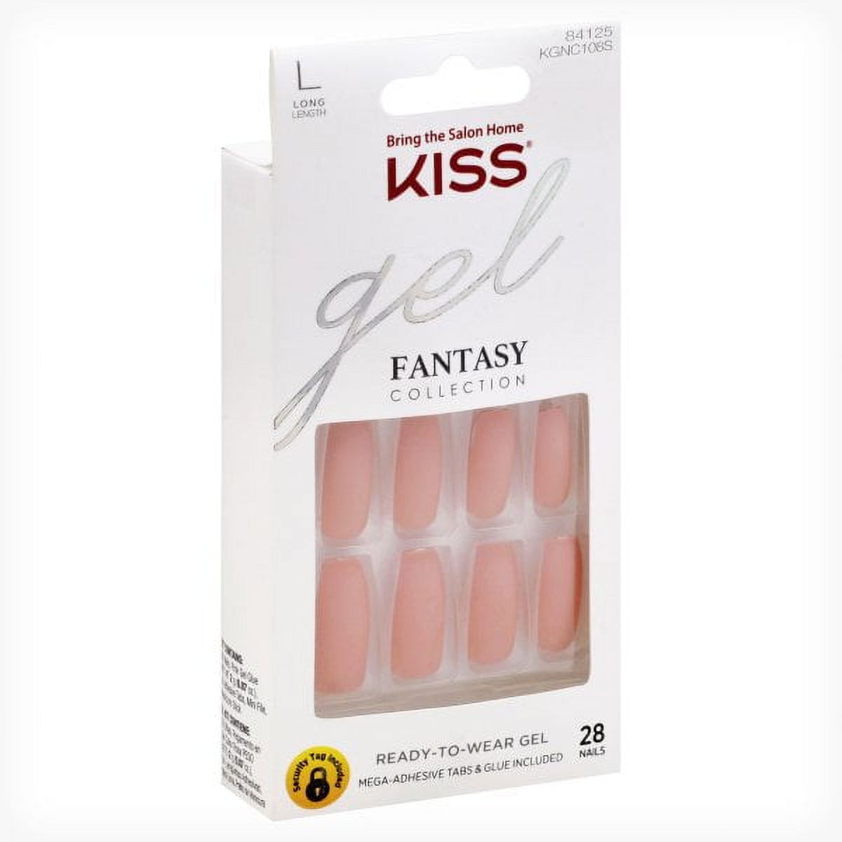 KISS Gel Fantasy ReadytoWear PressOn Gel Nails, All About You, Long, Pink, Matte Finish, Nail