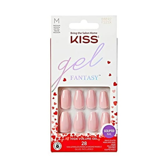 KISS Gel Fantasy Valentine’s Day Sculpted Nails, ‘XOXO’, 28 Count
