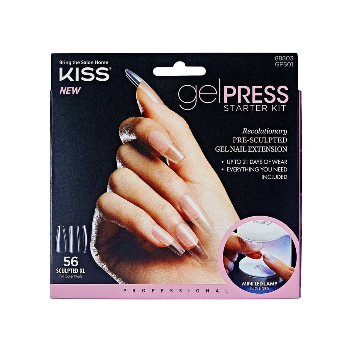 KISS GelPress Professional Gel Nail Starter Kit, Includes 56 PreSculpted Gel Nail Extensions