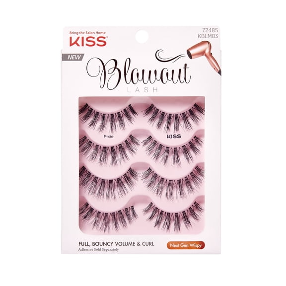 KISS So Wispy False Eyelashes, Strip Lashes, Pixie, Black, 5 Pairs