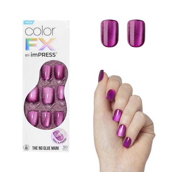 KISS No Glue Mani Press On Nails, ColorFX, 'Levels', Pink, Short Size, Squoval Shape, Includes 30 Nails, Prep Pad, Instructions Sheet, 1 Manicure Stick, 1 Mini File