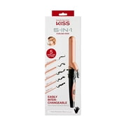 KISS USA 5-in-1 Tourmaline Ceramic Spring Hair Curling Iron with Interchangeable Barrels, Rose Gold