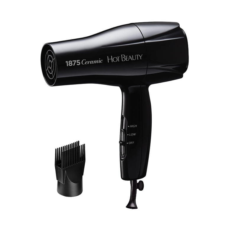 Hot Beauty 1875 Ceramic Hair Dryer, Multi-Setting with Comb