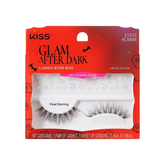 KISS Halloween False Eyelashes,Pearl Earring, 12mm, Natural Volume, 1 Pair KISS Lashes
