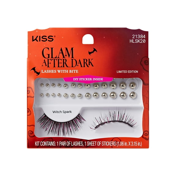 KISS Halloween False Eyelashes, Witch Spark, 12mm-15mm, Medium Volume, 1 Pair KISS Lashes