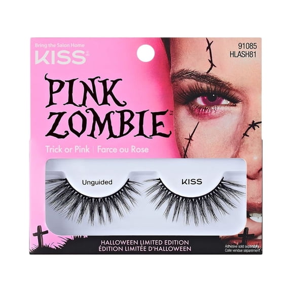 KISS Halloween Limited Edition Pink Zombie False Eyelashes, 1 Pair - Unguided