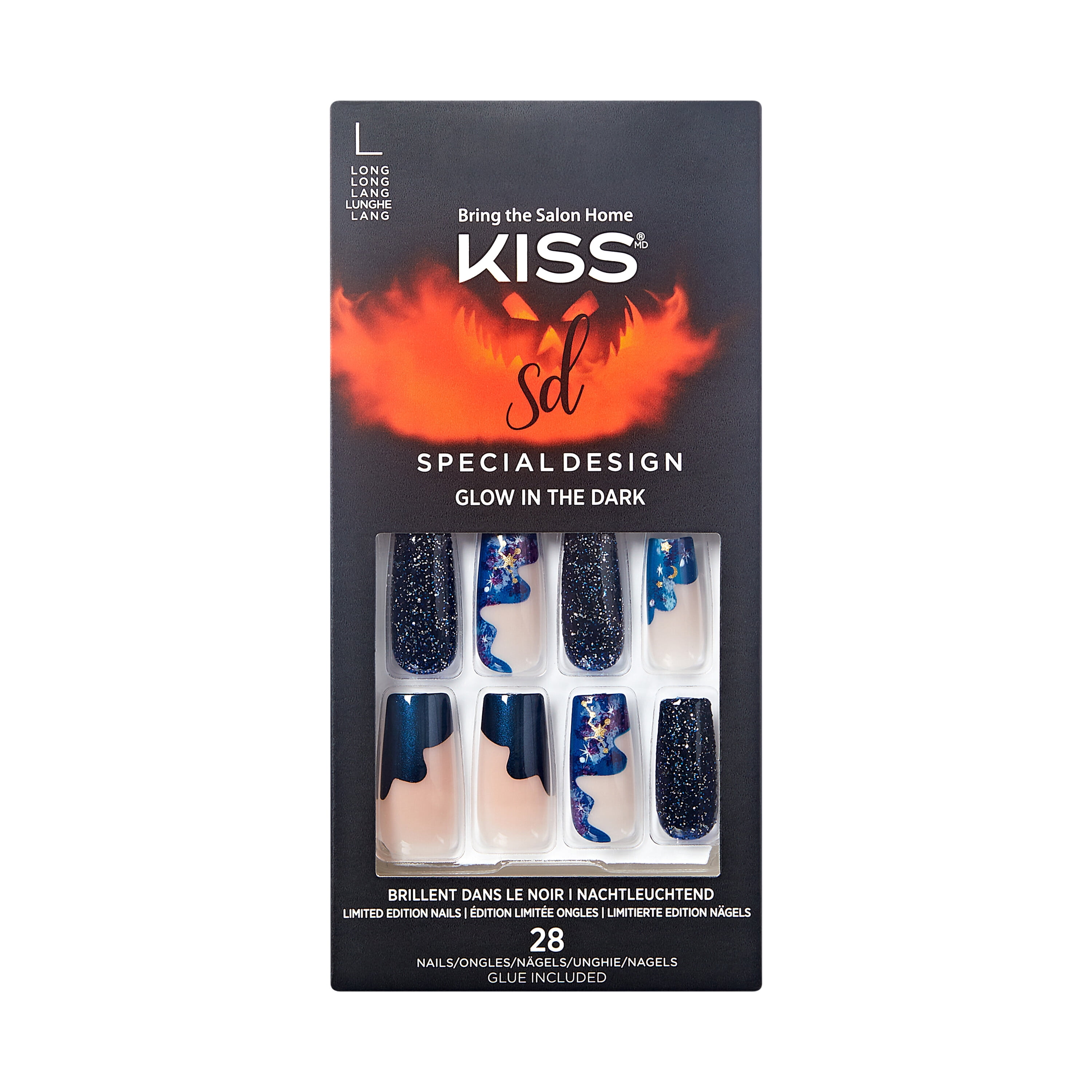 kiss halloween nails glow in the dark