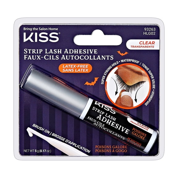 Kiss Halloween Strip Lash Adhesive, Latex Free, Net Wt. 5 g. / 0.17 oz. - Clear