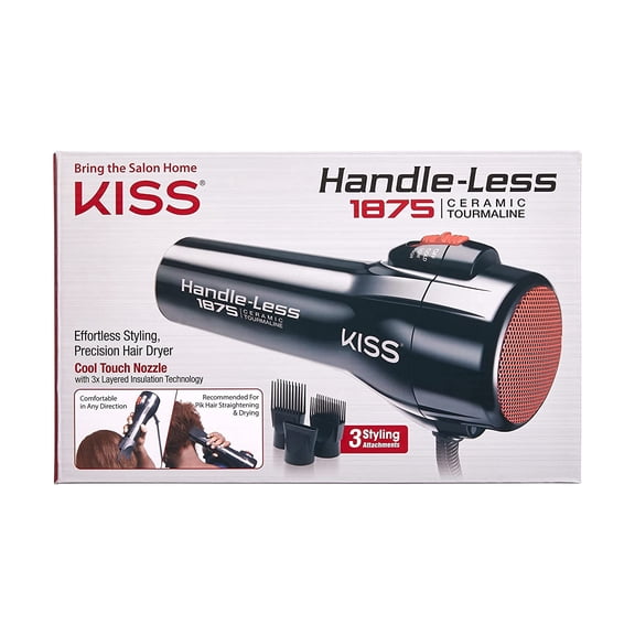 KISS Handle-Less Ceramic Tourmaline Hair Dryer, 1875 Watts, 3 Attachments
