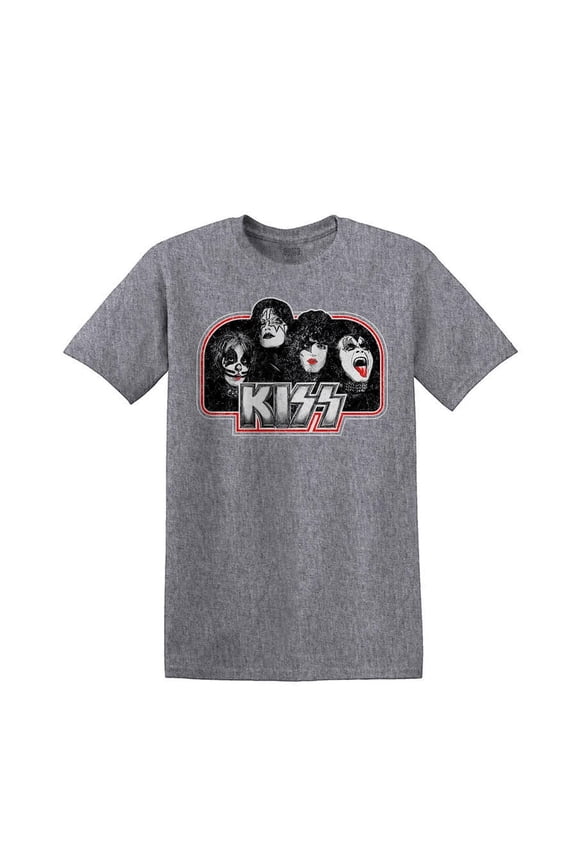 Hard Rock Heavy Metal Band Men's T-Shirt Member Face Distressed Print Tee (Large, Heather Grey)