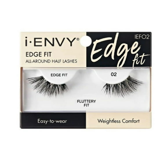 i-ENVY Half Lashes, Edge Fit False Eyelashes Natural Dramatic Look Wispy Cat Eye Clear Band Fluffy Volume Soft Strip Short Half Fake Eyelashes Light Weight Comfort Everyday Easy to Wear (FLUTTERY FIT)