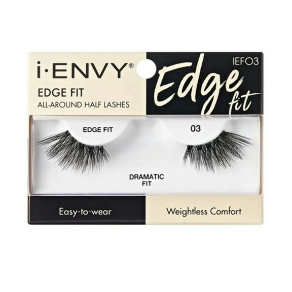 i-ENVY Half Lashes, Edge Fit False Eyelashes Natural Dramatic Look Wispy Cat Eye Clear Band Fluffy Volume Soft Strip Short Half Fake Eyelashes Light Weight Comfort Everyday Easy to Wear (DRAMATIC FIT)