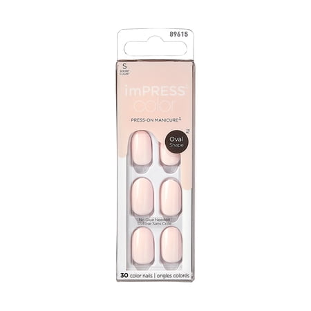 imPRESS Press-On Manicure Color Spring Collection Short Oval Fake Nails, Pink, 30 Pieces