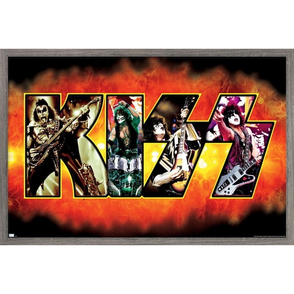 KISS - Image Logo Wall Poster, 14.725" x 22.375" Framed