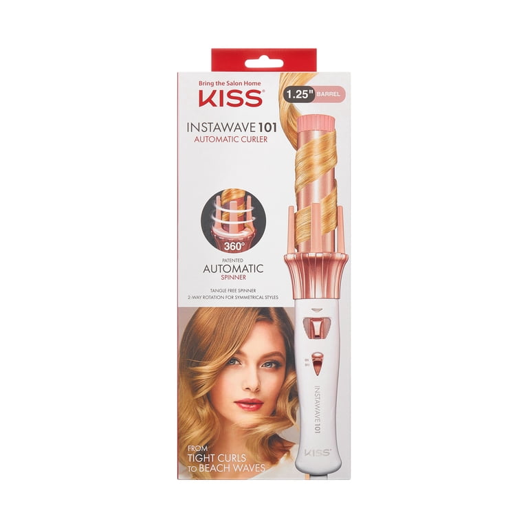 Kiss Instawave 101 Automatic Rotating Curling Iron, 1.25” Pearl 