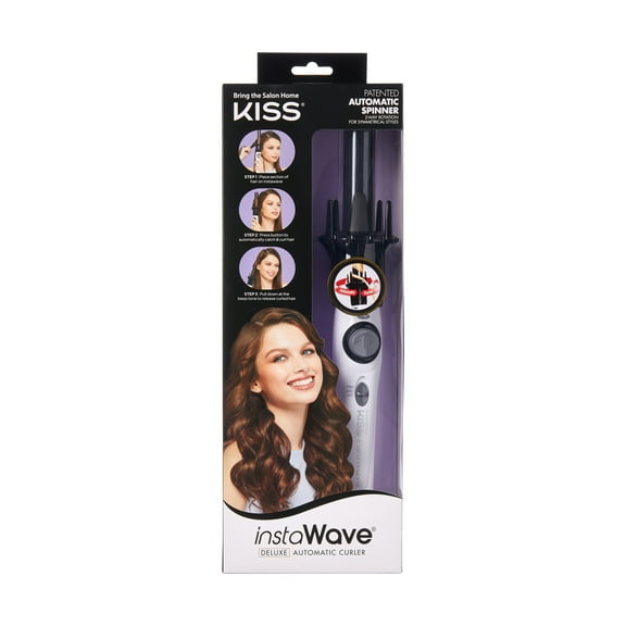 KISS Instawave Professional Ionic Ceramic Deluxe Automatic Hair Curler, Black & White