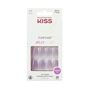 KISS Jelly Fantasy Medium Coffin Glue-On Nails, Glossy Medium Purple, 28 pieces