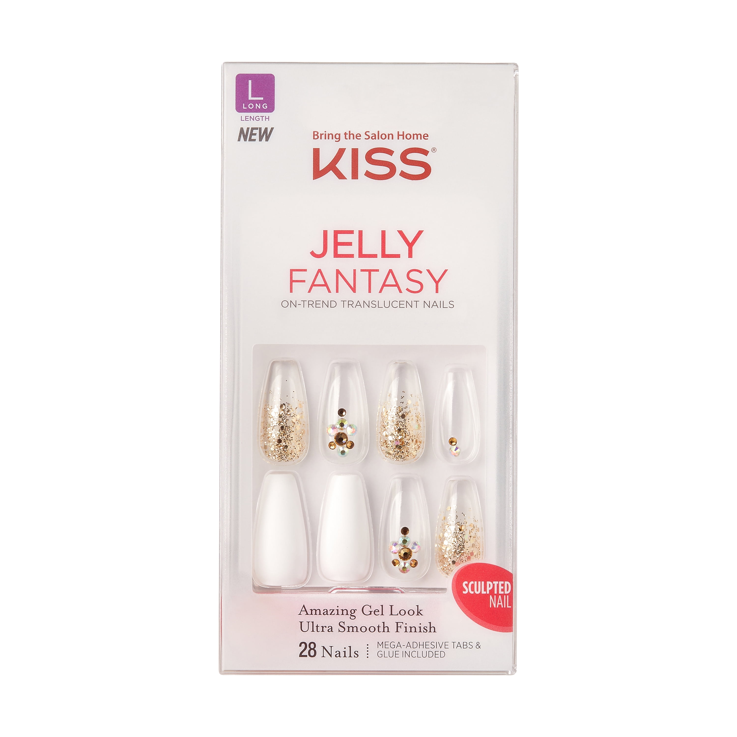KISS Jelly Fantasy Sculpted Fake Gel Nails - Jelly Pop - Walmart.com