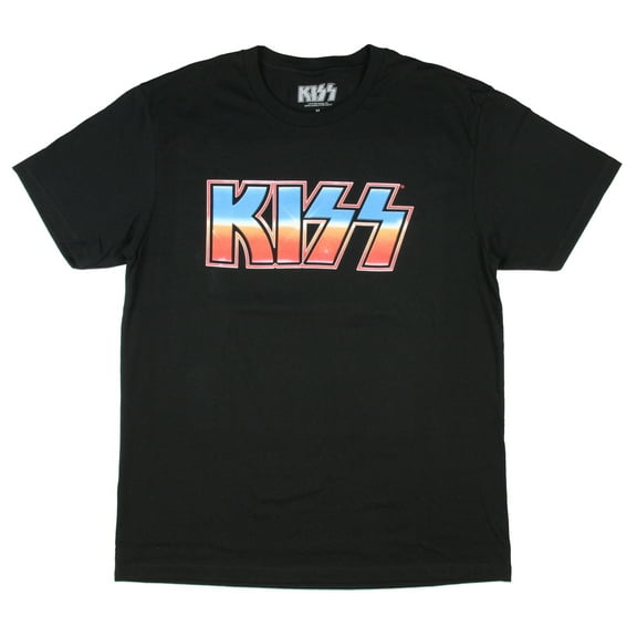 KISS Junior's Band Red White Blue Logo Boyfriend Black T-Shirt