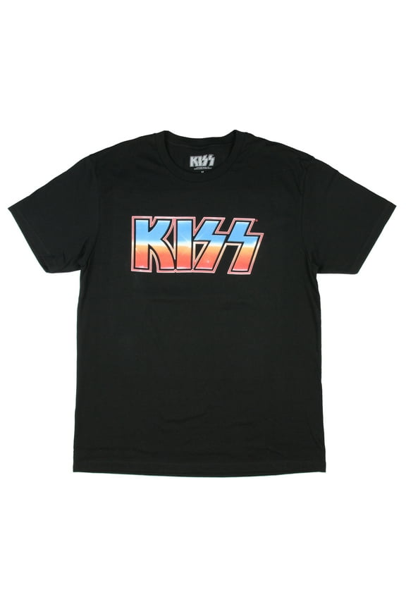 KISS Junior's Band Red White Blue Logo Boyfriend Black T-Shirt