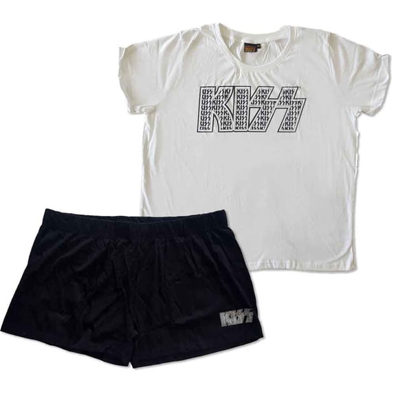 KISS Ladies Summer Pyjamas: Logo Infill (Large)