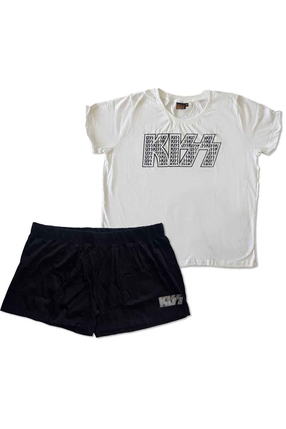 KISS Ladies Summer Pyjamas: Logo Infill (Medium)
