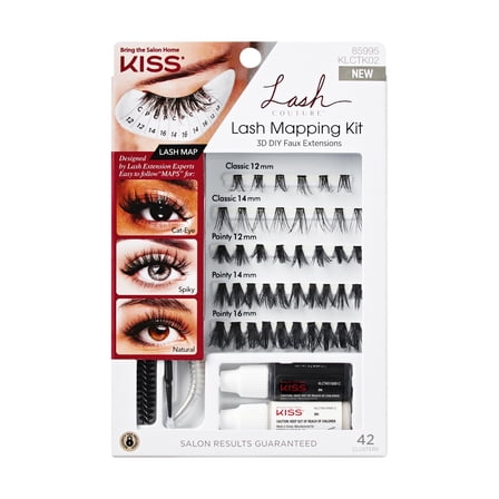 KISS Lash Couture 3D DIY Faux Extensions Lash Mapping Kit, 42 Lash Clusters